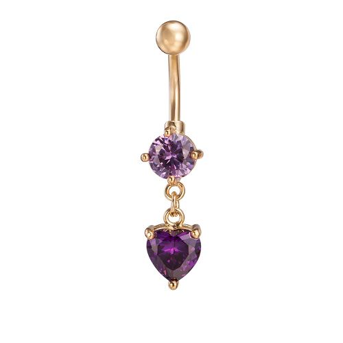 Piercing De Nombril En Acier Chirurgical Avec Strass Et Cour (Violet)