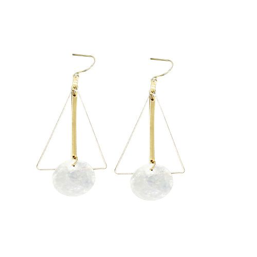 Boucles D'oreilles Pendantes En Forme De Triangle Geometrique Simple Pour Femmes, Bijoux Decoratifs (Or)