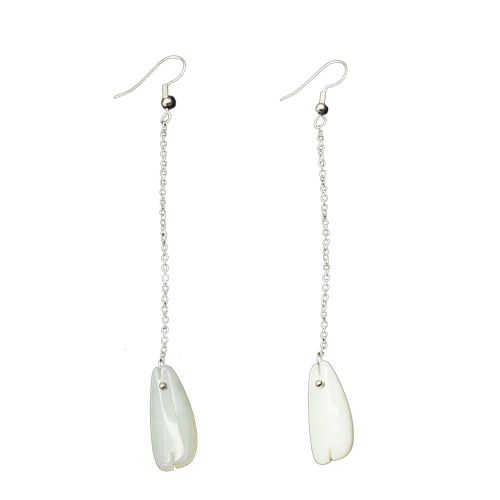 Boucles D'oreilles Pendantes A Petales Tendance, Clous D'oreilles Pendants, Accessoires De Decoration (Blanc Jade)