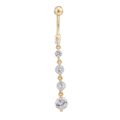 Piercing De Nombril Rond Et Long En Alliage Plaque Or (Dore Et Blanc)