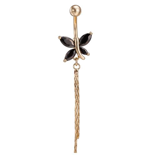 Piercing De Nombril En Acier Inoxydable Avec Pompon Et Papillon Colore (Noir)