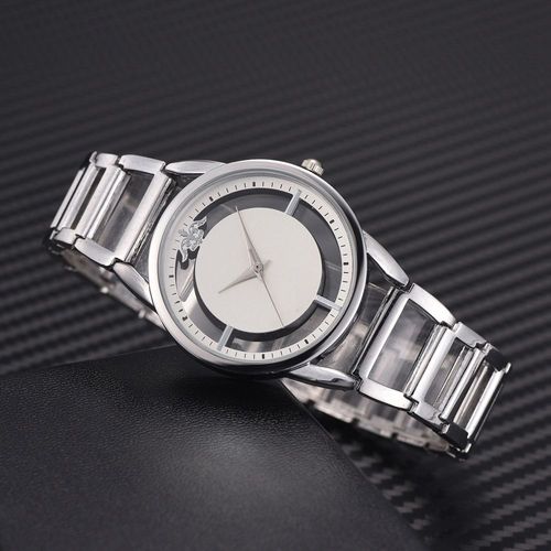 Montre-Bracelet A Quartz Analogique A Cadran Rond En Alliage Tendance, Argentee