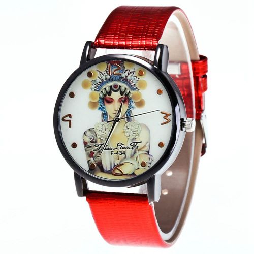 Montre A Quartz Zhoulianfa Avec Bracelet En Cuir Synthetique Et Cadran Rond Simple Pour Couple (Rouge)