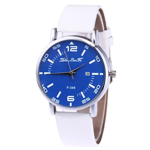Montre A Quartz Zhoulianfa Avec Bracelet En Cuir Synthetique Et Cadran Rond Simple Pour Couple (Blanc)