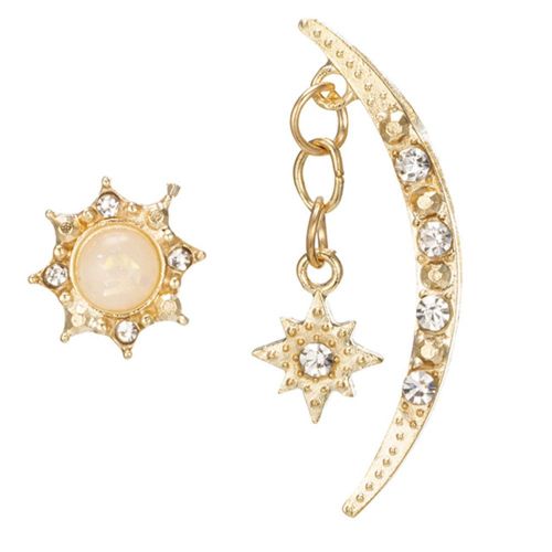 Boucles D'oreilles Asymetriques En Strass Pour Femmes, Elegantes Et Geometriques, Cadeau
