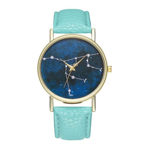 Montre Unisexe Zhoulianfa A Quartz Avec Bracelet En Cuir Synthetique Et Cadran Univers (Menthe)