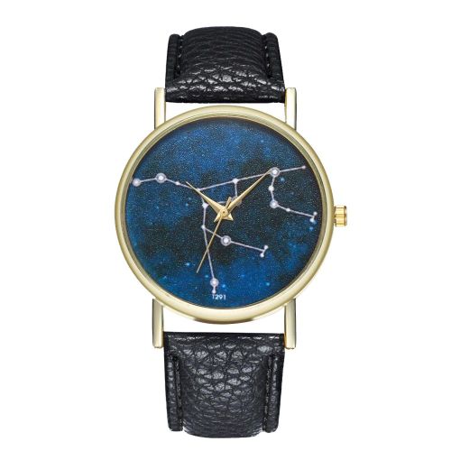 Montre Unisexe Zhoulianfa A Quartz Avec Bracelet En Cuir Synthetique Et Cadran Univers (Noir)
