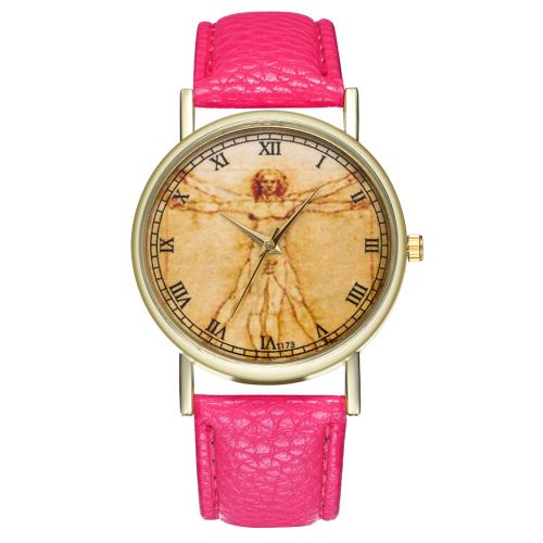 Montre Zhoulianfa Tendance Pour Homme Et Femme, Cadran Rond, Affichage Analogique, Montre-Bracelet A Quartz, Rose Et Rouge