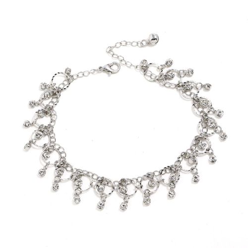Chaine De Cheville Tendance En Cuivre Et Strass Pour Femme, Ideale Pour La Plage, La Danse, Le Yoga (Argent)