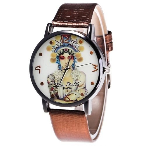 Montre A Quartz Zhoulianfa Avec Bracelet En Cuir Synthetique Et Cadran Rond Simple Pour Couple (Cafe)