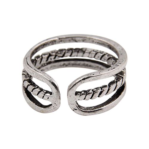 Bague Ajustable Simple Et Tendance A Double Rangee, Cadeau Ideal Pour Hommes Et Femmes
