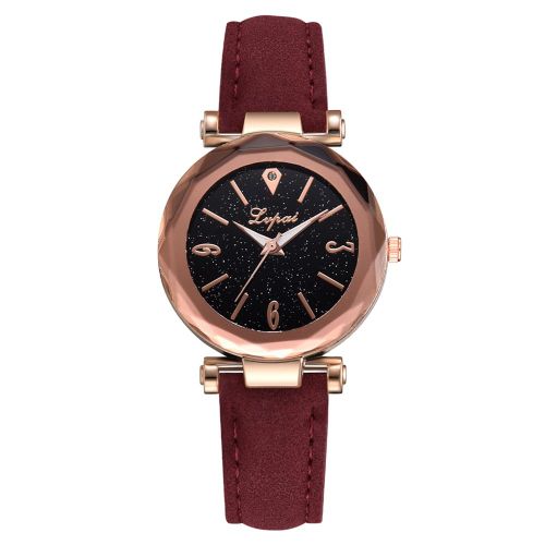 Montre A Quartz Lvpai En Cuir Synthetique Avec Cadran Ciel Etoile Et Motif Vintage Pour Femme (Rouge)