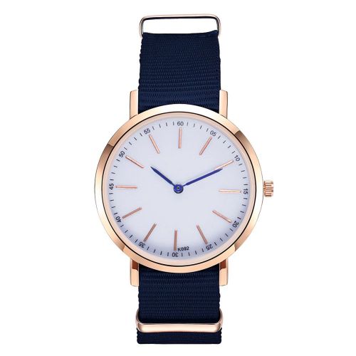 Montre A Quartz Zhoulianfa Pour Homme, Bracelet En Nylon, Cadran Blanc, Aiguilles Bleues (Bleu Roi)