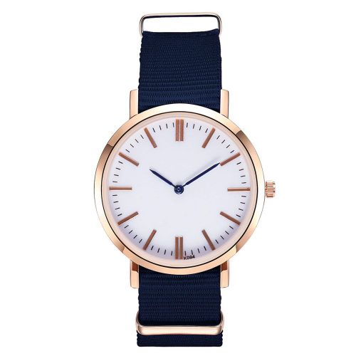 Montre A Quartz Zhoulianfa Pour Homme, Bracelet En Nylon, Cadran Bleu Avec Aiguilles Et Echelle (Bleu Roi)