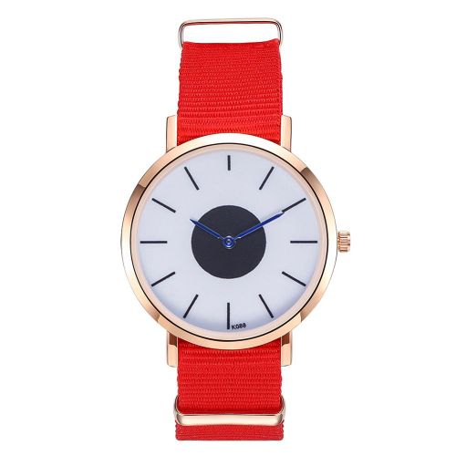 Montre A Quartz Zhoulianfa Pour Homme, Bracelet En Nylon, Cadran Bleu Avec Aiguilles Et Echelle (Rouge)