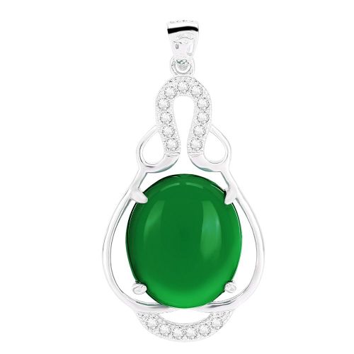 Collier Avec Pendentif En Argent Sterling 925 Et Emeraude Verte, Avec Strass, Pour Femme