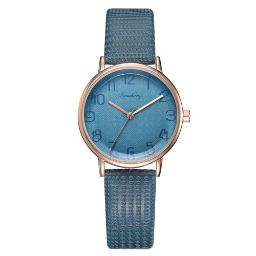 Montre A Quartz Tendance Pour Femme, Cadran Rond Delicat (Bleu)