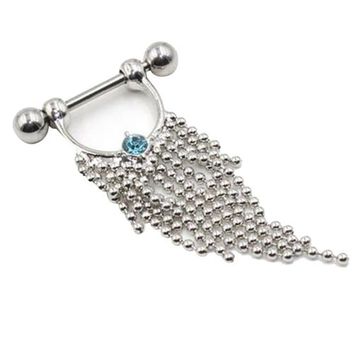 Piercing De Teton A Pompon En Acier Inoxydable, Bijou Tendance (Bleu)