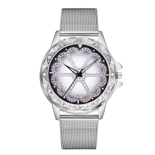 Montre-Bracelet A Quartz Tendance En Alliage Avec Strass, Cadran Rond, Affichage Analogique, Argentee