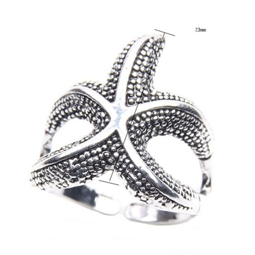 Bague Ouverte En Alliage Pour Femme, Style Retro, Motif Etoile De Mer, Accessoire De Bijouterie