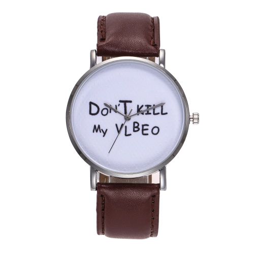 Montre A Quartz Tendance Zhoulianfa Pour Femme, Avec Boitier Argente Et Bracelet En Cuir Synthetique (Cafe Fonce)
