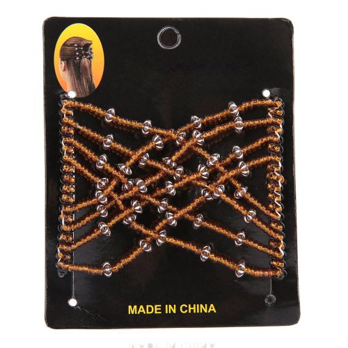 Peigne A Cheveux Magique Extensible Avec Perles, Double Barrette, Accessoires Pour Cheveux Pour Femmes Et Filles (Cafe)