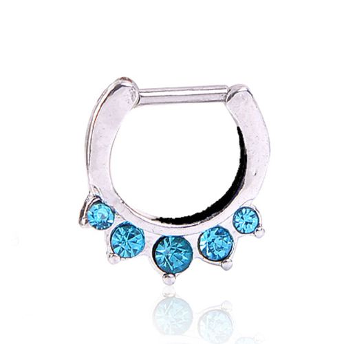 Piercing En Acier Chirurgical En Forme De U Pour Teton Avec Strass (Bleu)