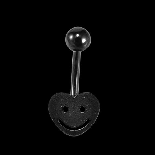 Piercing De Nombril En Forme De Cour Avec Visage Souriant (Noir)