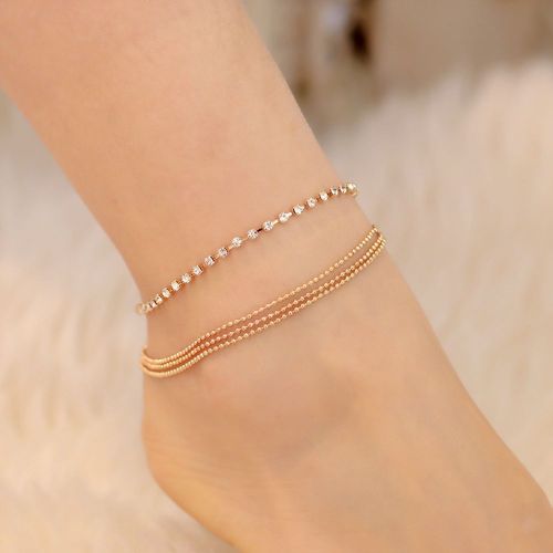 Chaine De Cheville En Alliage Pour Femme, Style Occidental, Multicouches, Strass (Dore)