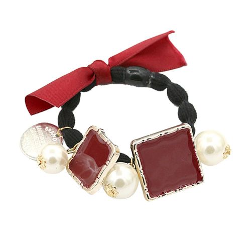Bandeau Elastique Pour Cheveux, Joli Noud Papillon, Accessoire De Decoration Pour Cheveux (Rouge Bordeaux)