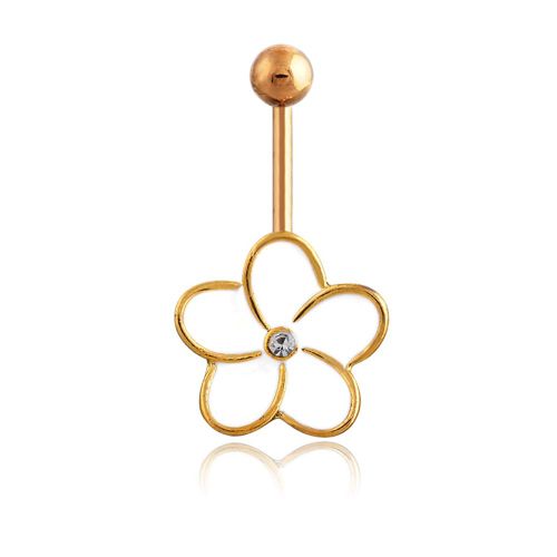 Piercing De Nombril En Strass En Forme De Fleur, Bijou De Corps Anti-Allergie
