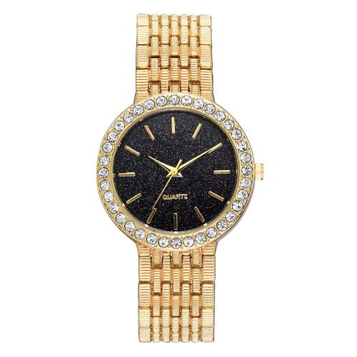 Montre-Bracelet A Quartz Elegante Avec Bracelet En Acier Et Miroir En Verre Avec Ciel Etoile Pour Femme (Dore)