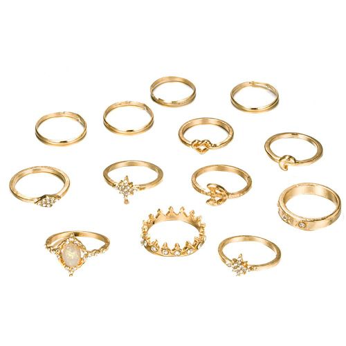 Lot De 13 Bagues Brillantes En Forme D'etoile Et De Lune Pour Femmes Et Filles, Accessoires De Mode
