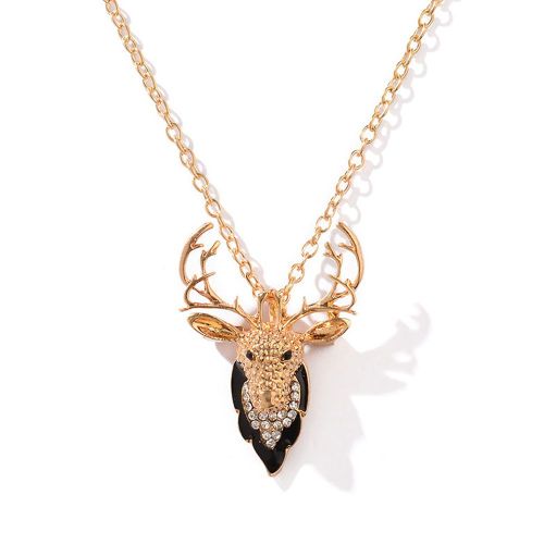 Collier Avec Pendentif Cerf En Alliage Galvanise (Dore)
