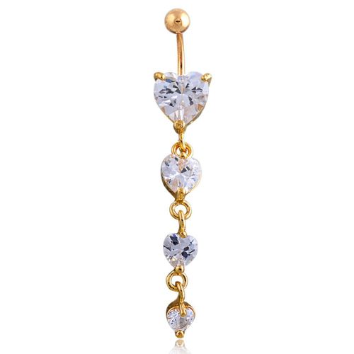 Piercing De Nombril Pour Femme, En Acier Inoxydable, Avec Quatre Zircons
