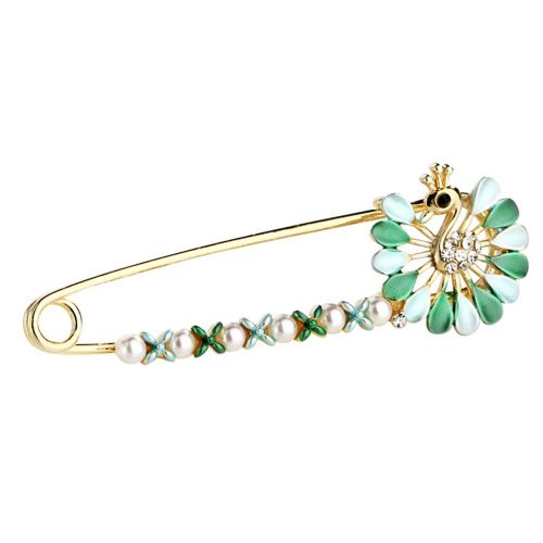 Broche En Alliage Delicat Et Tendance Avec Strass En Forme De Paon (Ai088-A)