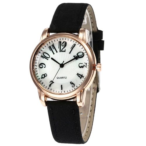 Montre A Quartz Zhoulianfa Avec Bracelet En Cuir Synthetique Et Cadran Rond Pour Femme (Noir)