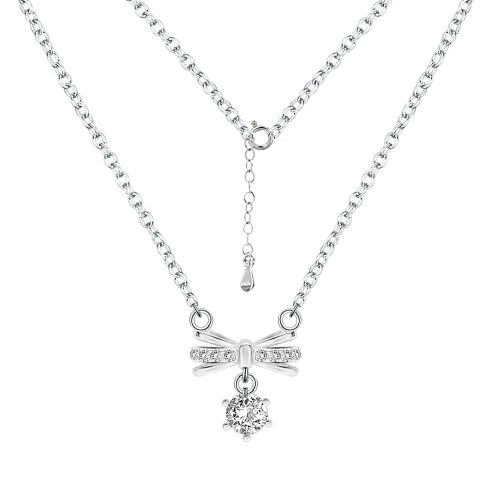 Collier Avec Pendentif En Argent Sterling 925 Et Strass, Chaine De Clavicule