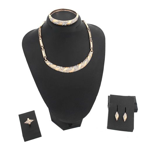 Ensemble De Bijoux Tendance En Alliage, Collier, Boucles D'oreilles, Bracelet, Bague, Strass (X1537)