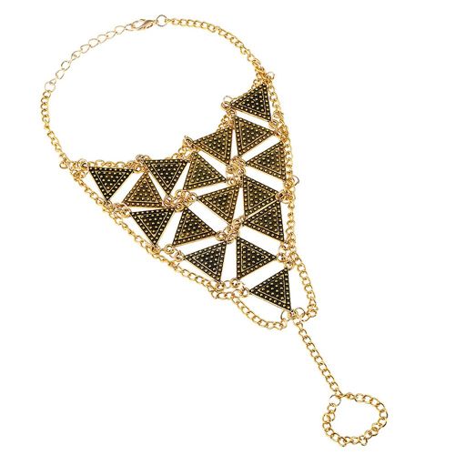 Chaine De Cheville Tendance, Bijou Delicat A Geometrie Triangulaire (Or Antique)