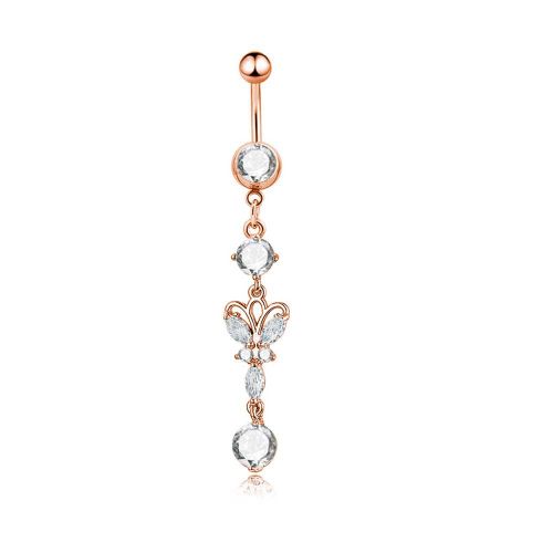 Piercing De Nombril En Forme De Papillon En Zircon Pour Femme (Argent)