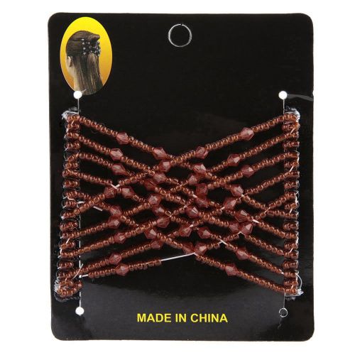 Peigne A Cheveux Magique Extensible Avec Perles, Double Barrette, Accessoires Pour Cheveux Pour Femmes Et Filles (Cafe)