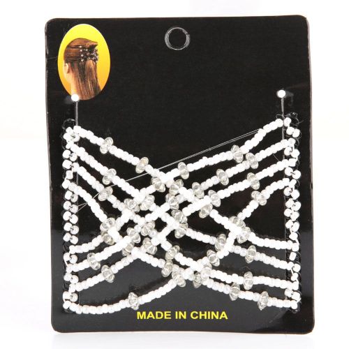 Peigne A Cheveux Magique Extensible Avec Perles, Double Barrette, Accessoires Pour Cheveux Pour Femmes Et Filles (Blanc)