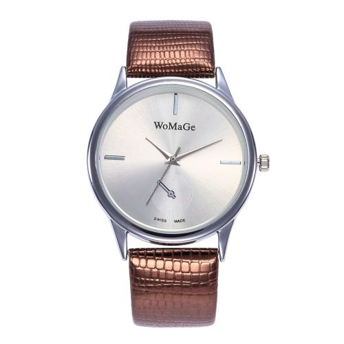 Montre-Bracelet A Quartz Tendance Avec Cadran Rond Et Affichage Analogique (Marron)
