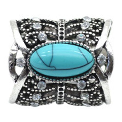 Broche Vintage En Alliage Turquoise Avec Strass (Argent)