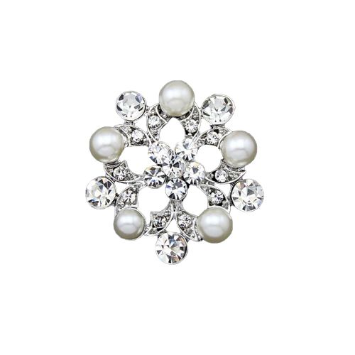Broche Elegante En Alliage Avec Fausses Perles Et Strass Pour Femme