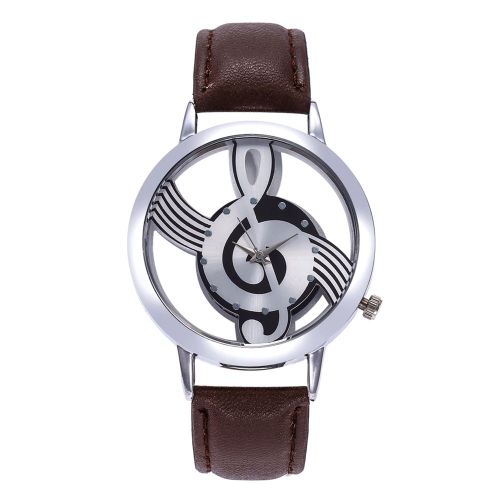 Montre-Bracelet A Quartz Tendance Avec Cadran Rond Et Affichage Analogique (Marron)