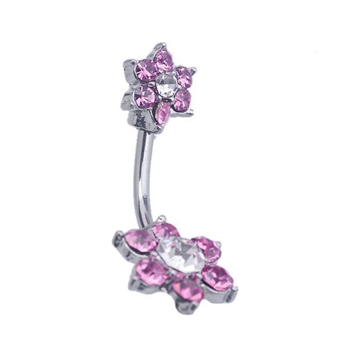 Piercing De Nombril En Alliage En Forme De Fleur, Clou De Nombril Electroplaque, Bijoux Pour Le Corps