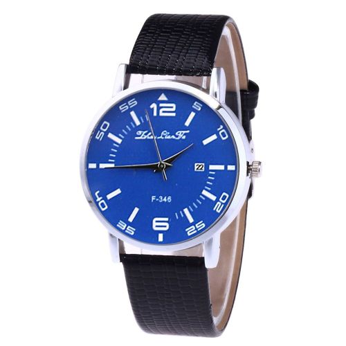 Montre A Quartz Zhoulianfa Avec Bracelet En Cuir Synthetique Et Cadran Rond Simple Pour Couple (Noir)