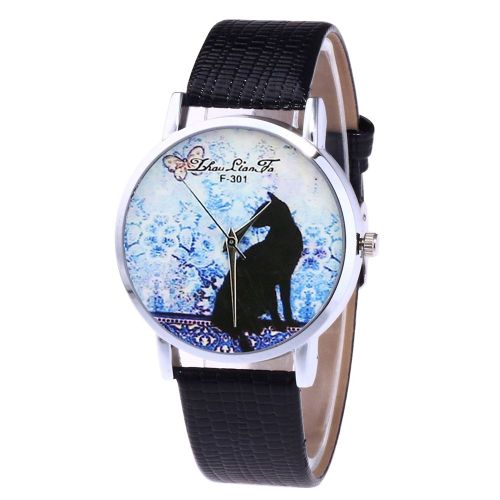 Montre A Quartz Zhoulianfa Avec Bracelet En Cuir Synthetique Et Cadran Rond Simple Pour Couple (Noir)